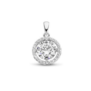 hanger zirkonia halo zilver gerhodineerd