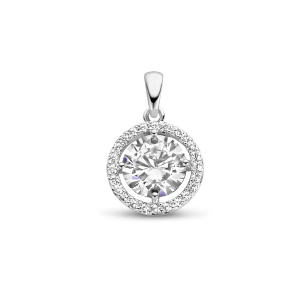 hanger zirkonia halo zilver gerhodineerd