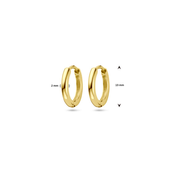 klapoorringen 13 mm 1 micron zilver verguld (geel) - Afbeelding 4