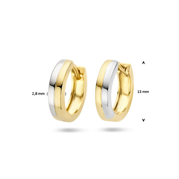 klapoorringen 3,0 mm vlak 14K bicolor goud geel/wit - Afbeelding 4