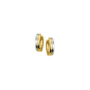 klapoorringen 3,0 mm vlak 14K bicolor goud geel/wit