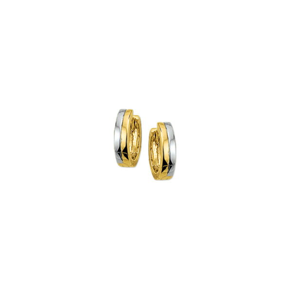 klapoorringen 3,0 mm vlak 14K bicolor goud geel/wit