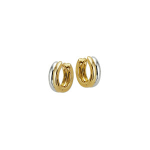 klapoorringen 4,0 mm bol 14K bicolor goud geel/wit