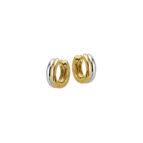 klapoorringen 4,0 mm bol 14K bicolor goud geel/wit