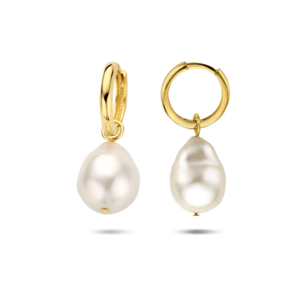 klapoorringen barok parel 14K geelgoud - Afbeelding 3