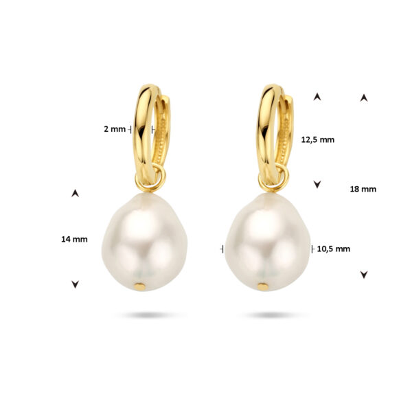klapoorringen barok parel 14K geelgoud - Afbeelding 4