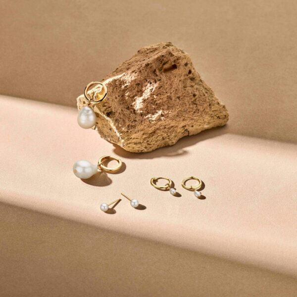klapoorringen barok parel 14K geelgoud - Afbeelding 5