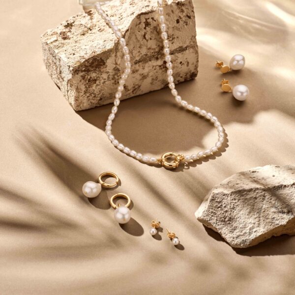 klapoorringen barok parel 14K geelgoud - Afbeelding 6