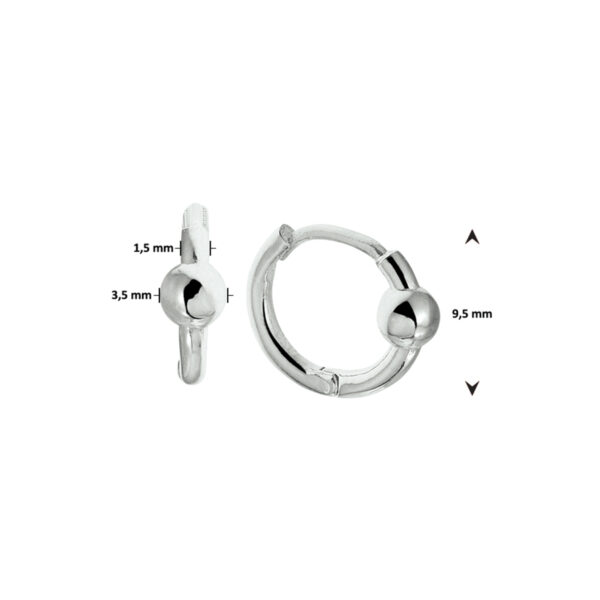 klapoorringen bolletjes zilver gerhodineerd - Afbeelding 2