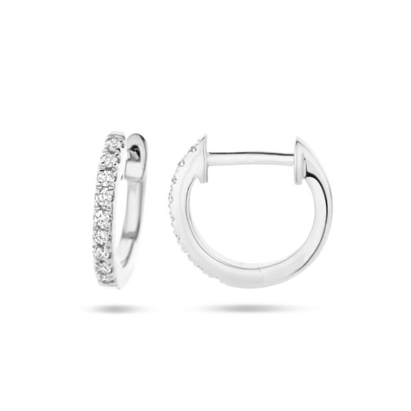 klapoorringen diamant 0.06ct (2x 0.03ct) h si 14K witgoud - Afbeelding 3