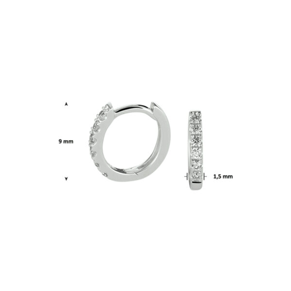 klapoorringen diamant 0.10ct (2x0.05ct) g si 14K witgoud - Afbeelding 3