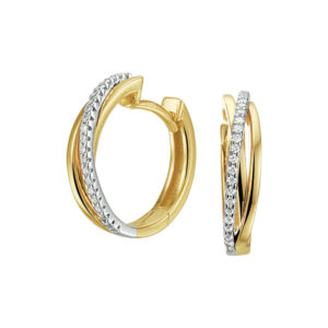 klapoorringen diamant 0.12ct (2x0.06ct) h si 14K bicolor goud geel/wit