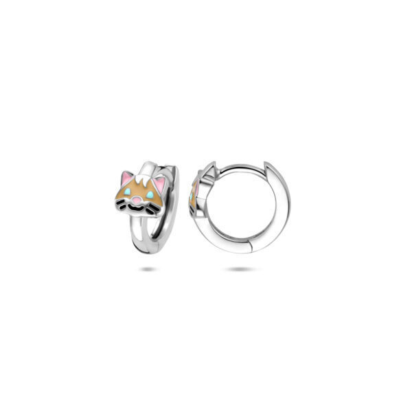 klapoorringen emaille kat 10,5 mm zilver gerhodineerd - Afbeelding 3
