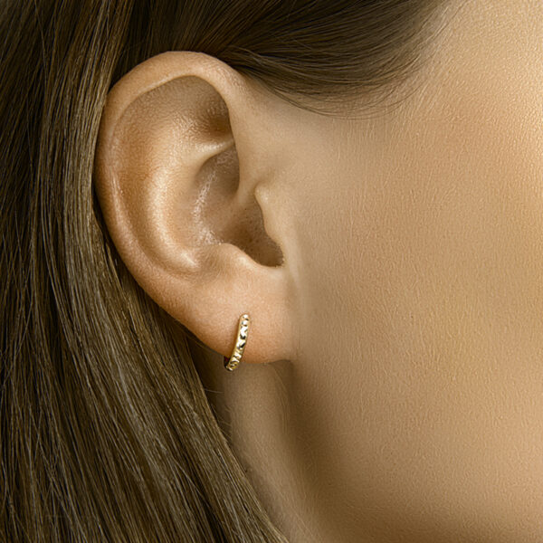 klapoorringen gediamanteerd 14K geelgoud - Afbeelding 2