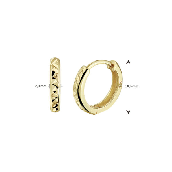 klapoorringen gediamanteerd 14K geelgoud - Afbeelding 3