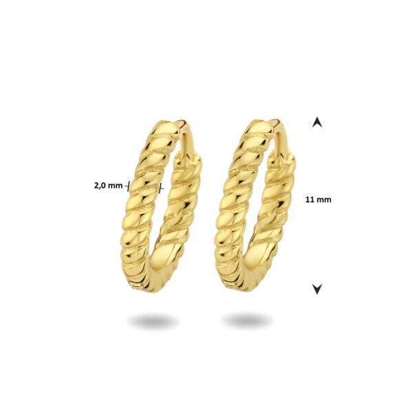 klapoorringen gedraaid 1 micron 11 mm zilver verguld (geel) - Afbeelding 4