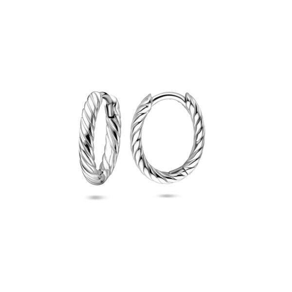 klapoorringen gedraaid 14 mm zilver gerhodineerd - Afbeelding 3