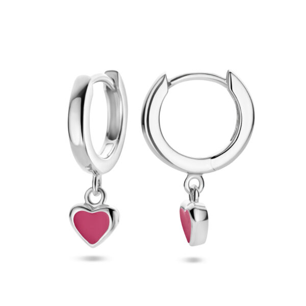 klapoorringen hart zilver gerhodineerd - Afbeelding 3