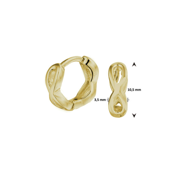 klapoorringen infinity 1 micron zilver verguld (geel) - Afbeelding 2