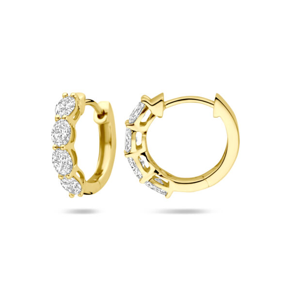 klapoorringen lab grown diamant 0.80ct (2x 0.40ct) h si 14,5 mm 14K geelgoud - Afbeelding 3