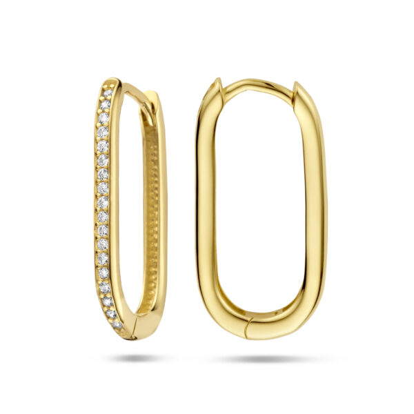 klapoorringen paperclip zirkonia 14K geelgoud - Afbeelding 3