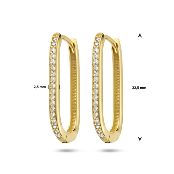 klapoorringen paperclip zirkonia 14K geelgoud - Afbeelding 4
