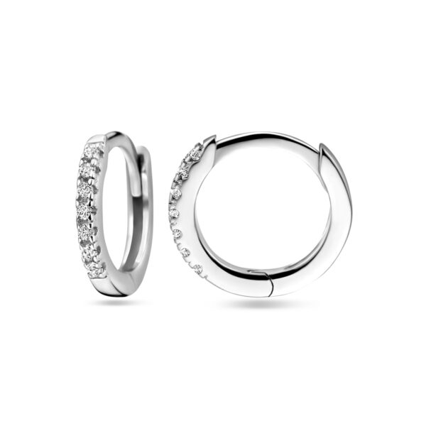 klapoorringen zirkonia 10 mm zilver gerhodineerd - Afbeelding 3