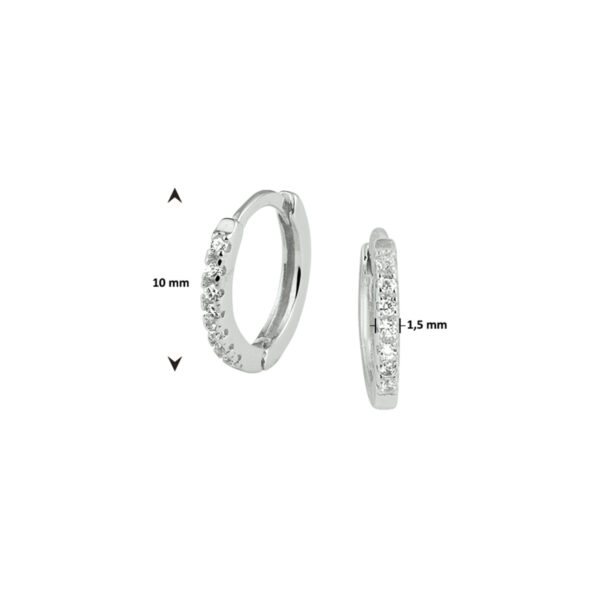 klapoorringen zirkonia 10 mm zilver gerhodineerd - Afbeelding 4