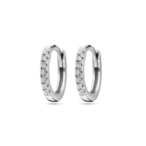 klapoorringen zirkonia 10 mm zilver gerhodineerd