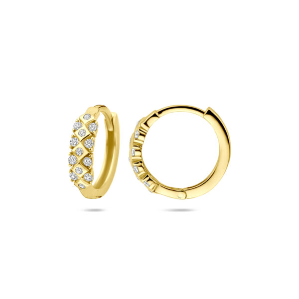 klapoorringen zirkonia 14 mm 14K geelgoud - Afbeelding 3