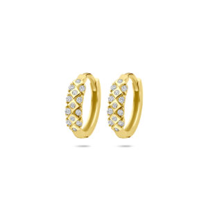 klapoorringen zirkonia 14 mm 14K geelgoud