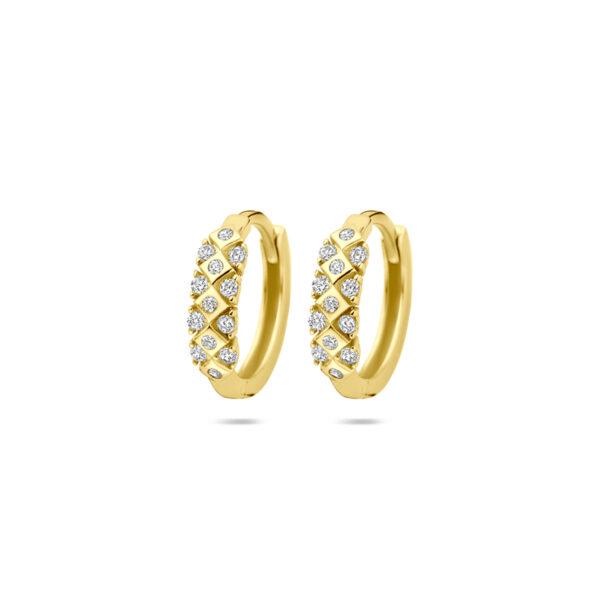 klapoorringen zirkonia 14 mm 14K geelgoud