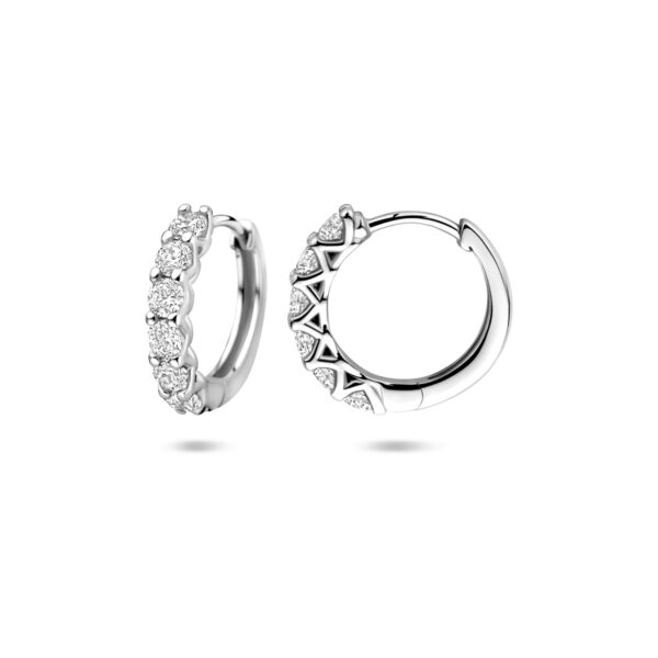 klapoorringen zirkonia 14,5 mm zilver gerhodineerd - Afbeelding 3