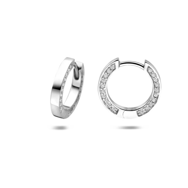 klapoorringen zirkonia 14,5 mm zilver gerhodineerd - Afbeelding 3