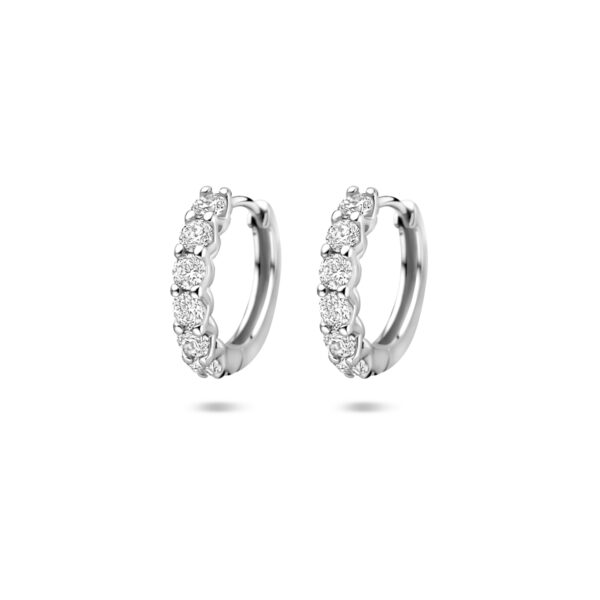 klapoorringen zirkonia 14,5 mm zilver gerhodineerd