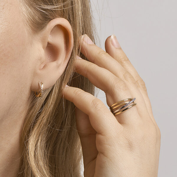 klapoorringen zirkonia 14K geelgoud - Afbeelding 4