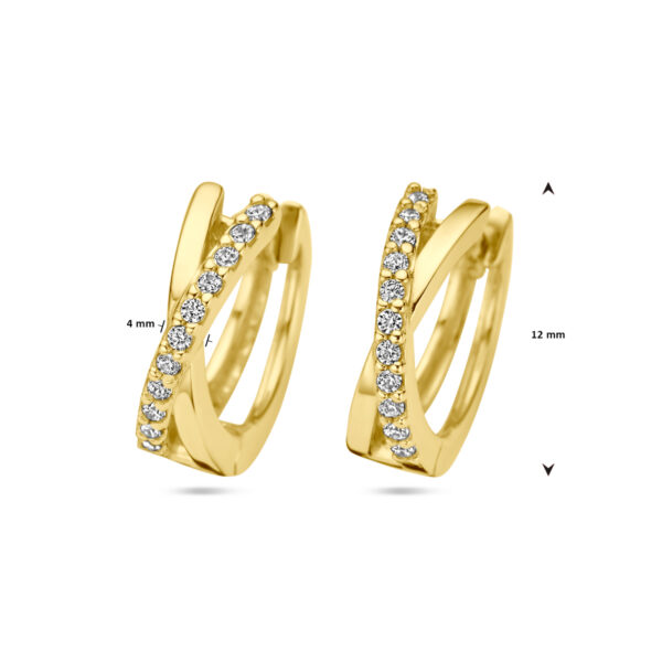 klapoorringen zirkonia 14K geelgoud - Afbeelding 5