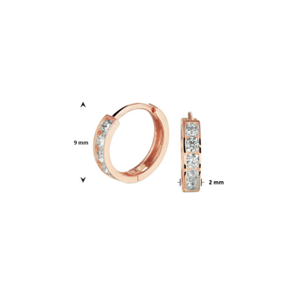klapoorringen zirkonia 14K roségoud - Afbeelding 3