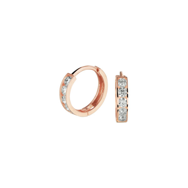 klapoorringen zirkonia 14K roségoud