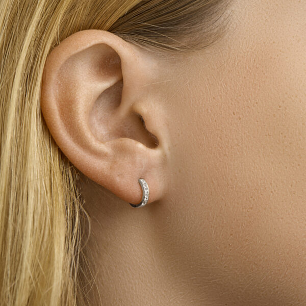klapoorringen zirkonia 14K witgoud - Afbeelding 2