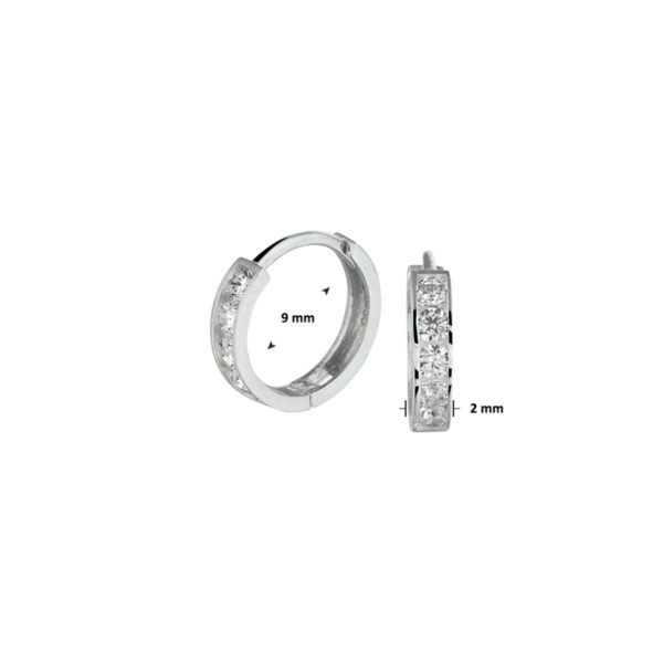 klapoorringen zirkonia 14K witgoud - Afbeelding 3