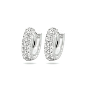 klapoorringen zirkonia 14K witgoud