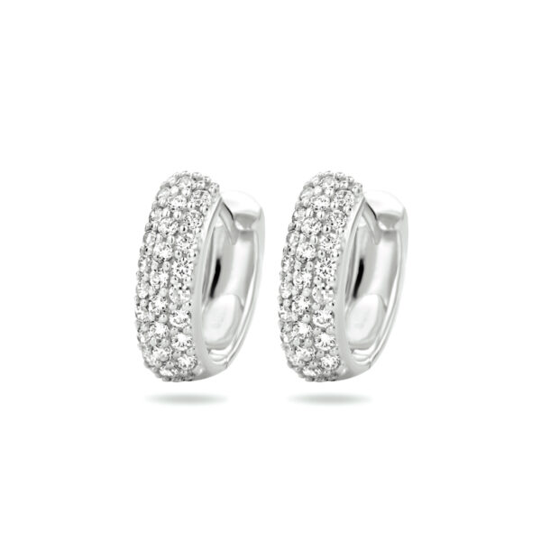 klapoorringen zirkonia 14K witgoud