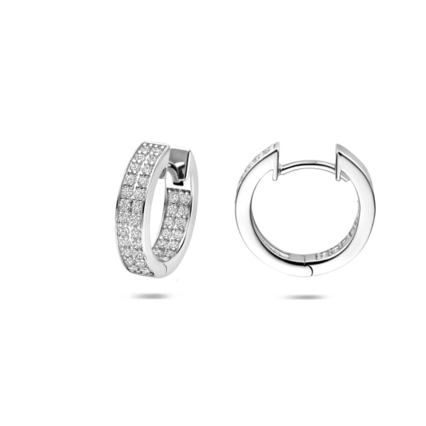 klapoorringen zirkonia 15 mm zilver gerhodineerd - Afbeelding 3