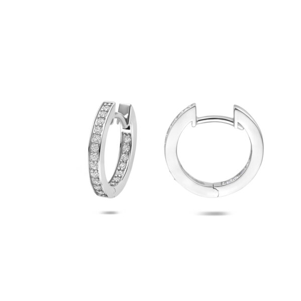 klapoorringen zirkonia 15 mm zilver gerhodineerd - Afbeelding 3