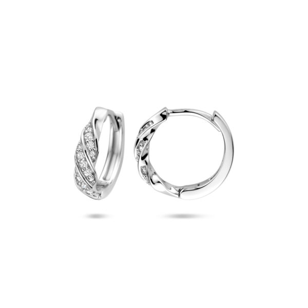 klapoorringen zirkonia 15 mm zilver gerhodineerd - Afbeelding 3
