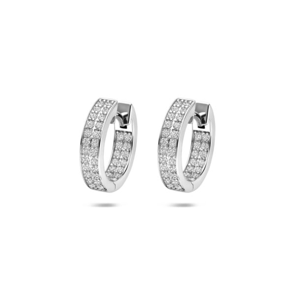 klapoorringen zirkonia 15 mm zilver gerhodineerd