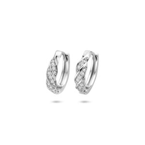 klapoorringen zirkonia 15 mm zilver gerhodineerd