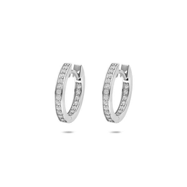 klapoorringen zirkonia 15 mm zilver gerhodineerd