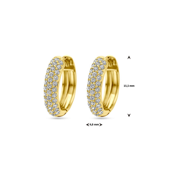 klapoorringen zirkonia 15,5 mm 1 micron zilver verguld (geel) - Afbeelding 4